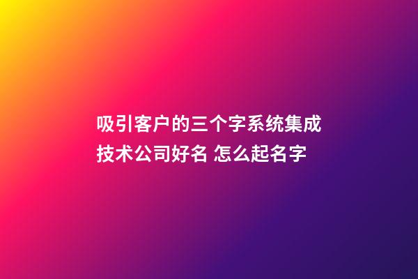 吸引客户的三个字系统集成技术公司好名 怎么起名字